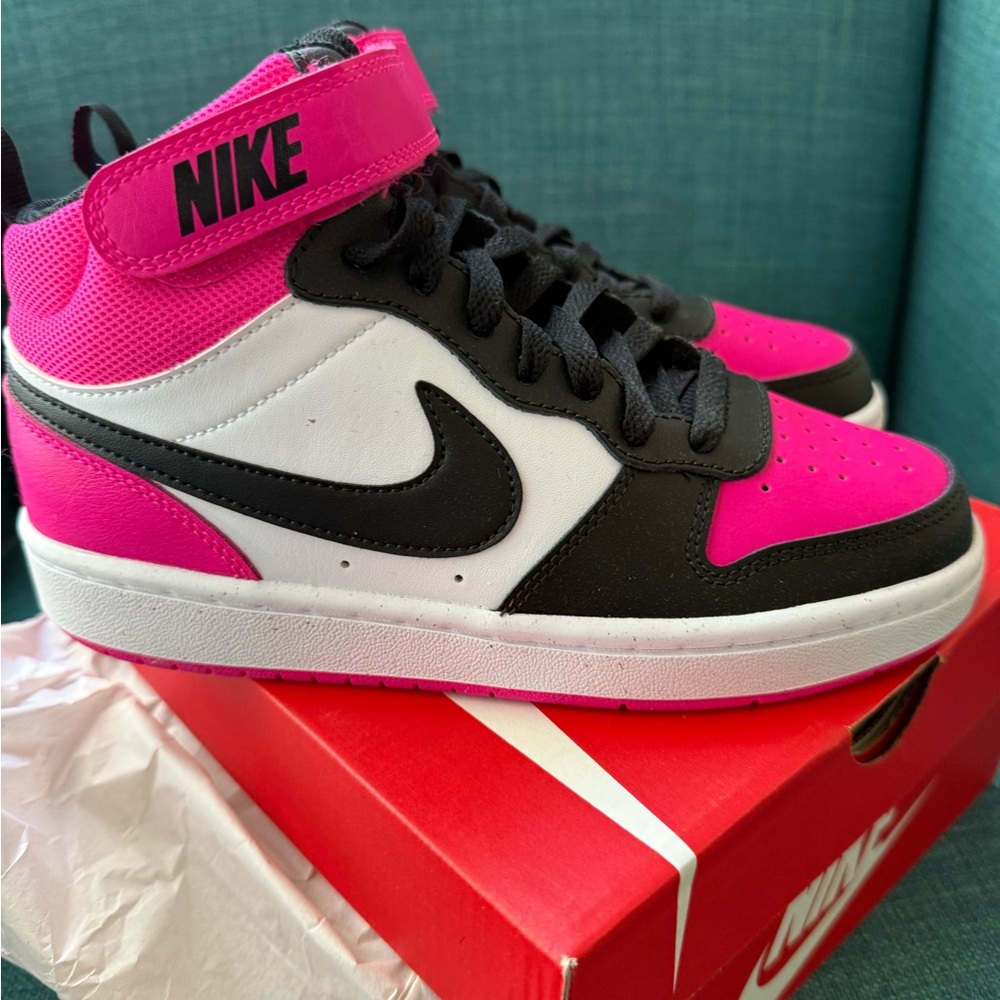 Nike youth size 4.5 Hot Pink and Black Sneakers
